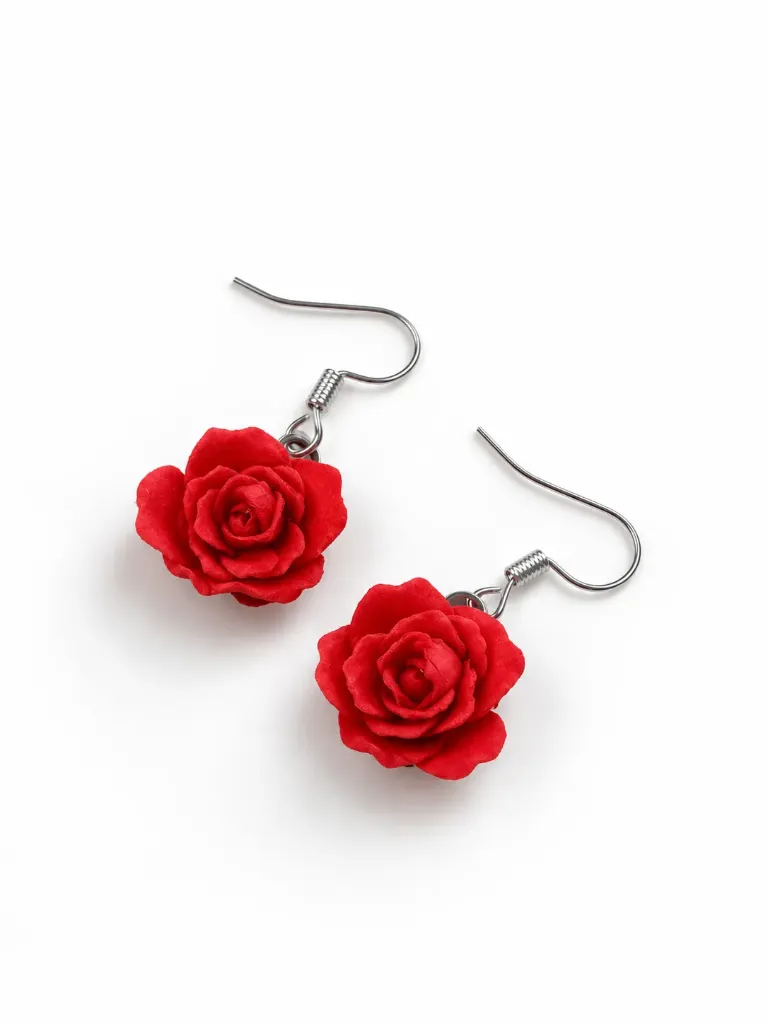 Aretes Rosa Roja Chica